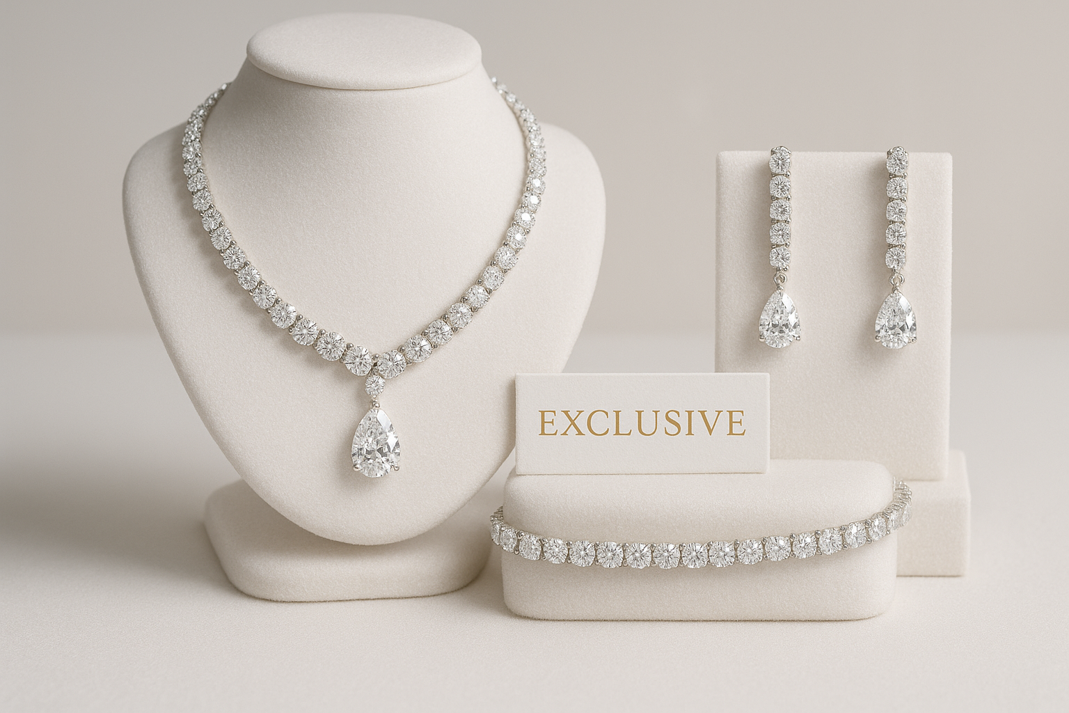 EXCLUSSIVE DIAMOND SET FOR WOMEN WITH SMALL EXCLUSIVE BANNER ON THE CENTER